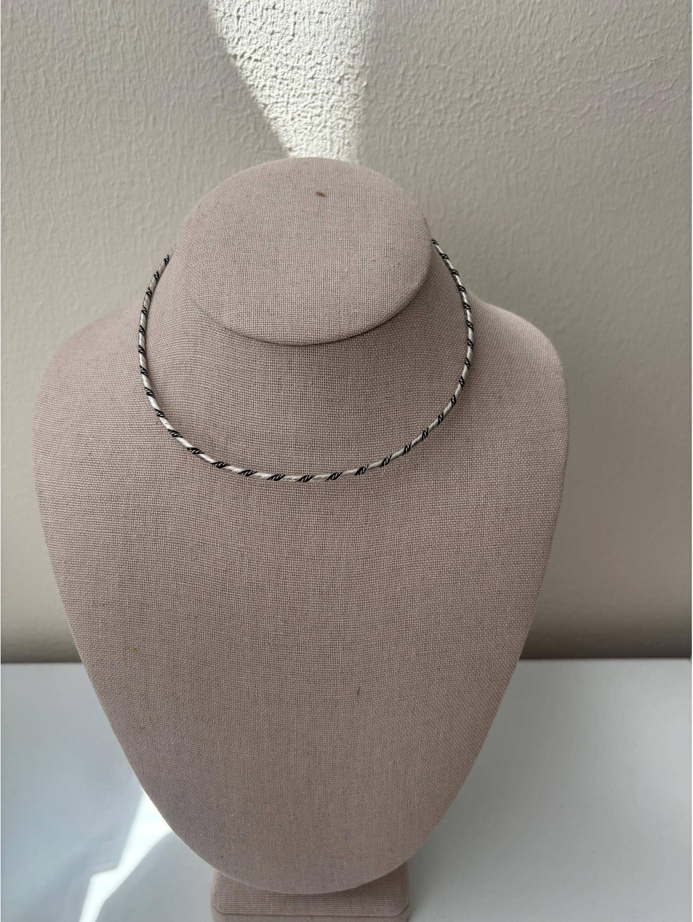 Vintage Sterling Silver Twisted Rope Choker Necklace 14.5"